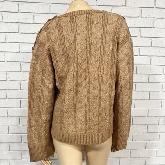 J.Crew Cable‑Knit Supersoft Sweater w/Shoulder Buttons | Cozy & Stylish - Size L - Picture 5 of 10